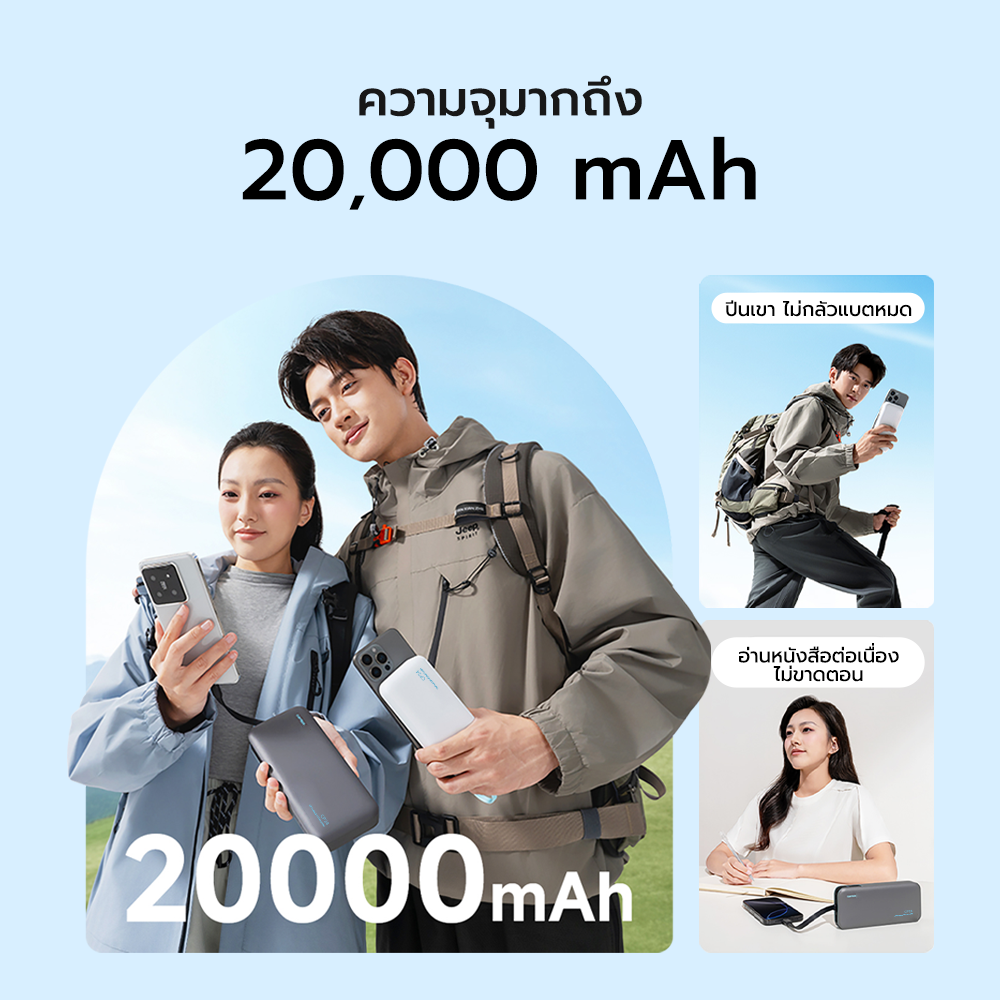 แบตสำรอง CUKTECH LPB200N สีขาว มาตรฐาน CCC ชาร์จเร็ว 20000 MAH USB-C 40W และ USB-A 33W_3